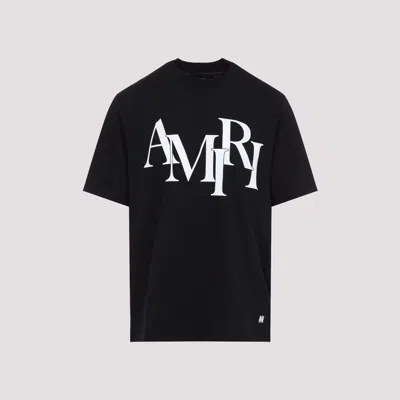 Amiri Cotton Staggered Logo T-shirt Men In Black
