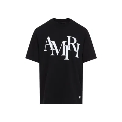 Amiri Cotton Staggered Logo T-shirt Men In Black