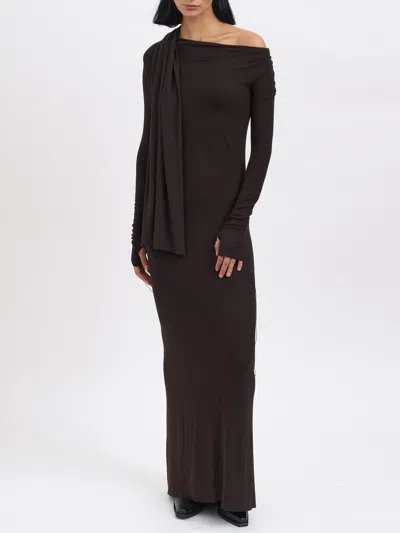 Andrea Ya'aqov Long Modal Dress In Brown