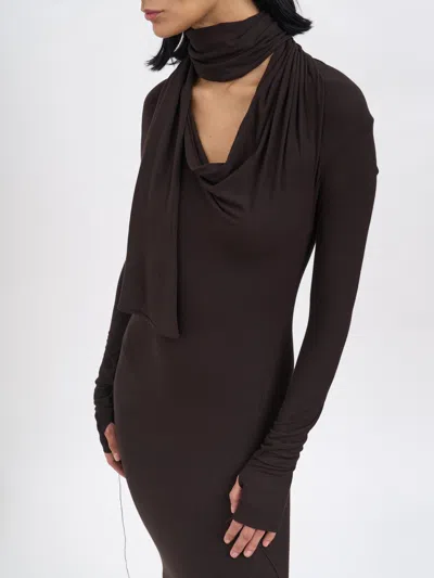 Andrea Ya'aqov Long Modal Dress In Brown