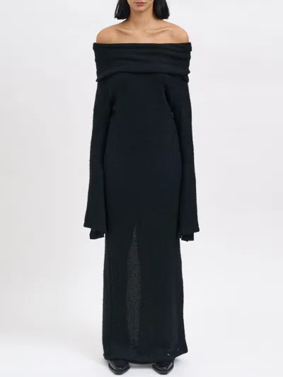 Andrea Ya'aqov Long Wool Dress In Black