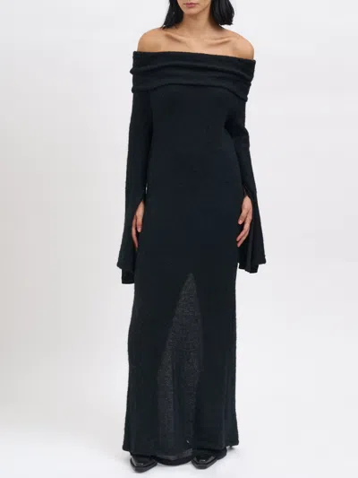 Andrea Ya'aqov Long Wool Dress In Black