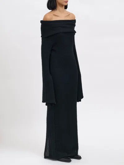 Andrea Ya'aqov Long Wool Dress In Black