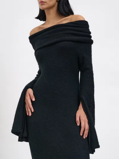 Andrea Ya'aqov Long Wool Dress In Black
