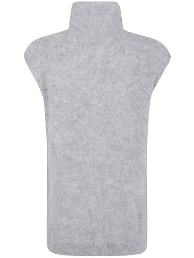 Antonelli High-neck Alpaca Top In Gray