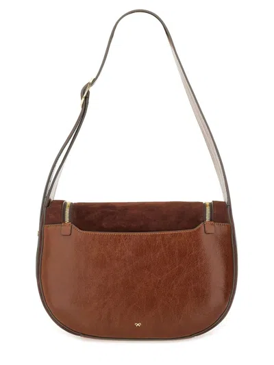 Anya Hindmarch Shoulder Bag With Adjustable Strap And Front Pocket In Brown