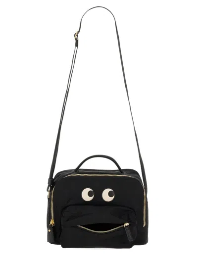 Anya Hindmarch Eyes Patch Zipped Shoulder Bag In Black