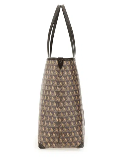 Anya Hindmarch I Am A Plastic Bag Leather-trimmed Coated-canvas Tote In Brown