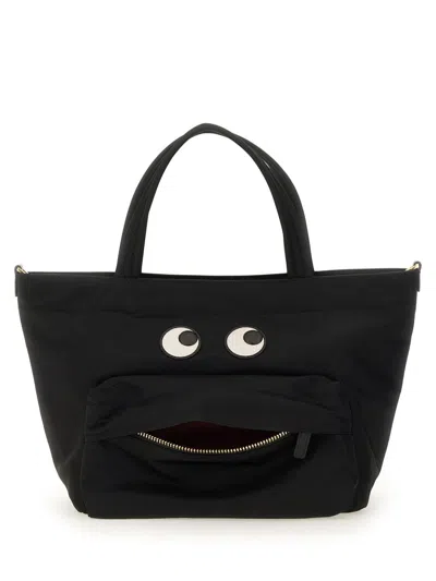 Anya Hindmarch Women Black Nylon Mini Eyes Handbag