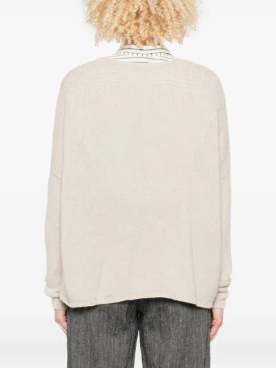 Apuntob Round Neck Dropped Shoulders Relaxed Fit Sweater In Neutral