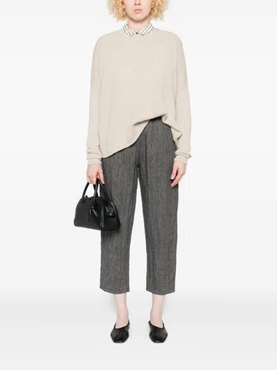 Apuntob Round Neck Dropped Shoulders Relaxed Fit Sweater In Neutral