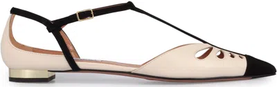 Aquazzura Cut-out Leather Ballet Flats With T-bar Strap In Multi