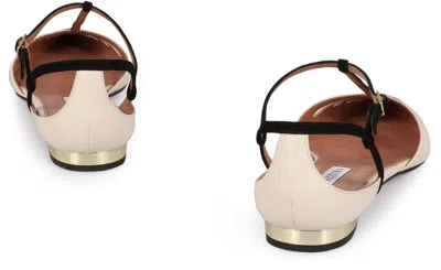 Aquazzura Cut-out Leather Ballet Flats With T-bar Strap In Multi