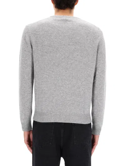 Aspesi Classic Gray Crew Neck Sweater With Ribbed Trim In Gray