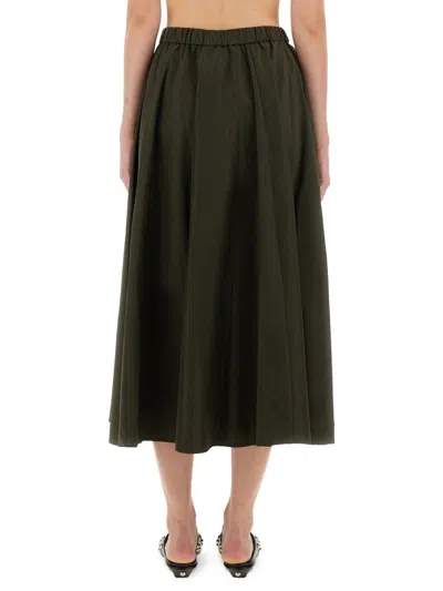 Aspesi Expanded Midi Skirt With Elastic Waistband In Brown