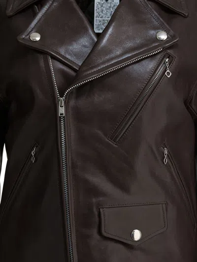 Auralee Dark Brown Lamb Leather Jacket In Brown