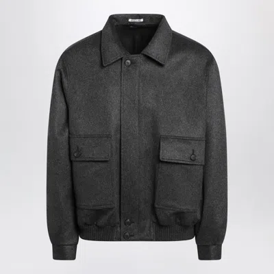Auralee Grey Cashmere Zip Jacket In Black