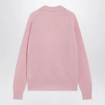 Auralee Pink Alpaca Blend Polo Sweater In Pink