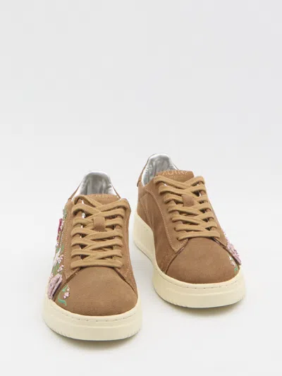 Autry Dallas Low Suede Embellished Sneakers In Brown