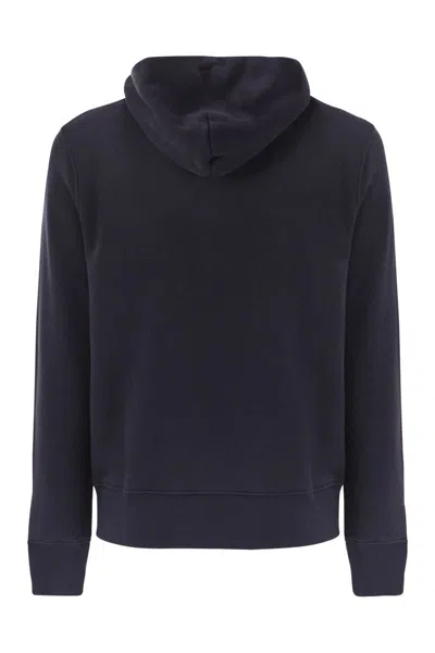 Autry Hooded Sweatshirt Drawstring Ribbed Cuffs In Black