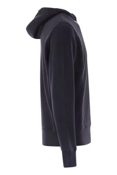 Autry Hooded Sweatshirt Drawstring Ribbed Cuffs In Black