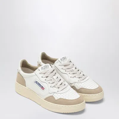 Autry Medalist Low Sneakers In White Leather And Rose Cannel Suede Shoes