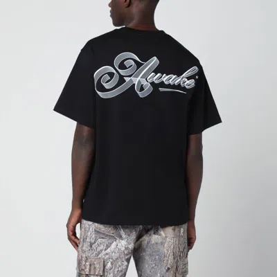Awake Ny Black Cotton T-shirt With Logo In Black