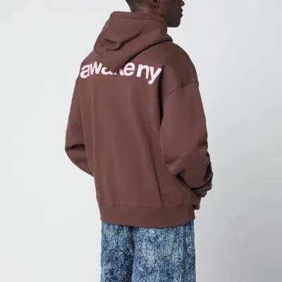 Awake Ny Brown Hooded Sweatshirt With Logo Print In Burgundy