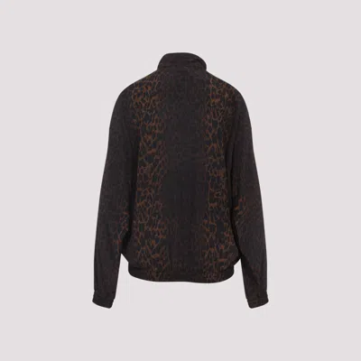 Balenciaga Crepe De Chine Full-zip Jacket With Leopard Print In Animal Print