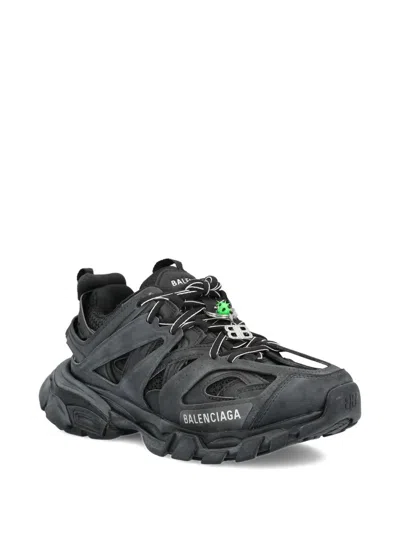 Balenciaga Black Mesh And Rubber Track Sneakers In Black