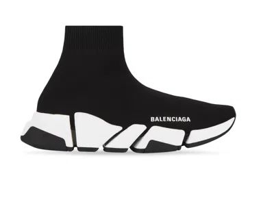 Balenciaga Black Stretch Fabric Speed 2.0 Sneakers In Black