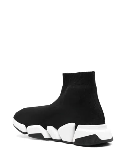 Balenciaga Black Stretch Fabric Speed 2.0 Sneakers In Black