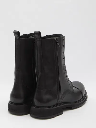Balenciaga Black Truck Leather Boots In Black