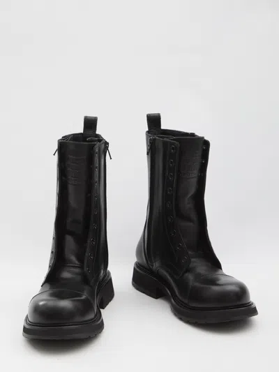Balenciaga Black Truck Leather Boots In Black
