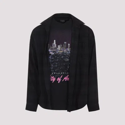 Balenciaga Layered Construction Shirt Featuring Patch Pocket In Black