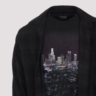 Balenciaga Layered Construction Shirt Featuring Patch Pocket In Black