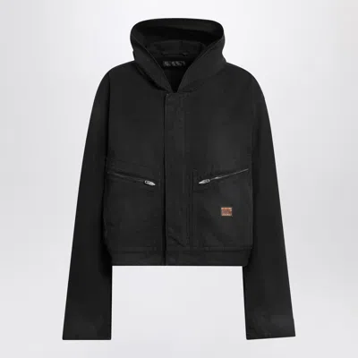 Balenciaga Cropped Jacket With Hood In Black