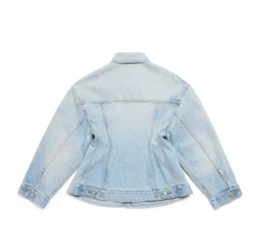 Balenciaga Hourglass Denim Jacket In Blue