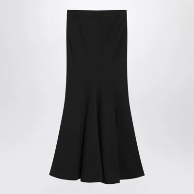Balenciaga Black Stretch Wool Skirt