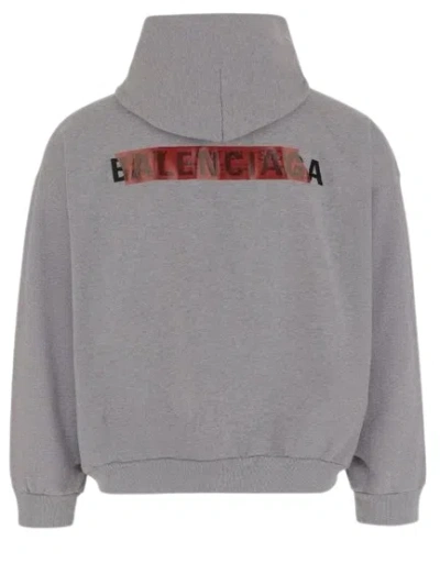 Balenciaga Light Grey Cotton Sweatshirt With Print In Gray
