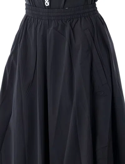 Balenciaga Embroidered Logo Long Skirt In Black