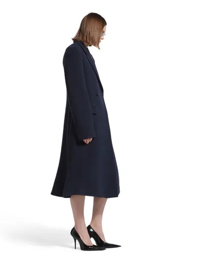 Balenciaga Godet Brushed Wool Midi Coat