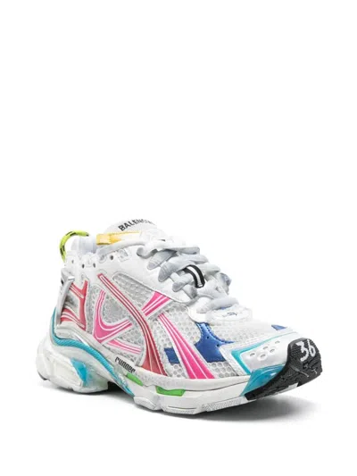 Balenciaga Mesh And Nylon Multicolor Worn-out Effect Runner Sneakers Shoes In Multi