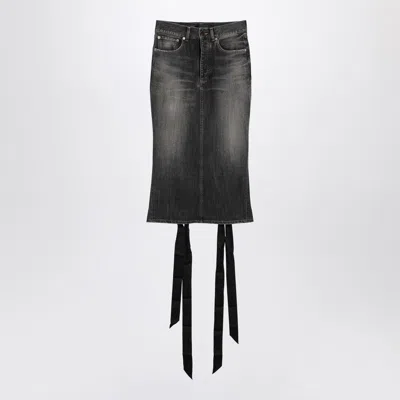 Balenciaga Skirt With Laces In Smoky Grey Denim Women In Gray