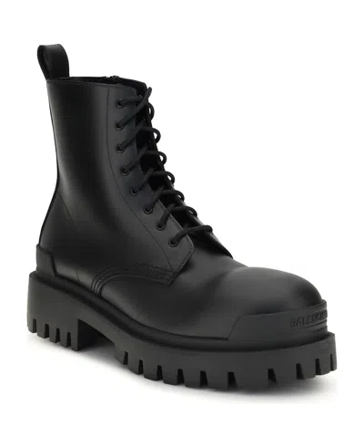 Balenciaga Leather Boots With Maxi Rubber Sole In Black