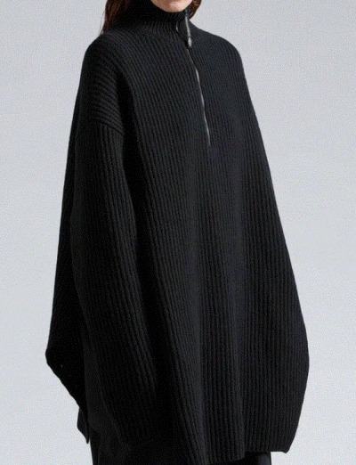 Balenciaga Wool Mock Neck Sweater In Black