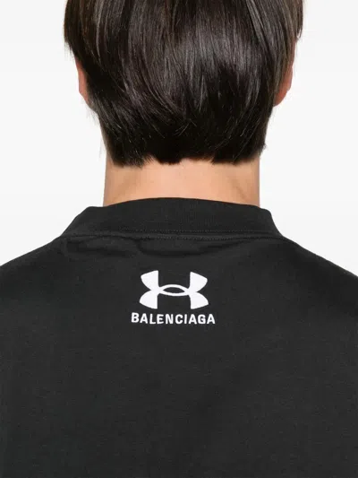Balenciaga X Under Armour Logo-embroidered T-shirt In Black