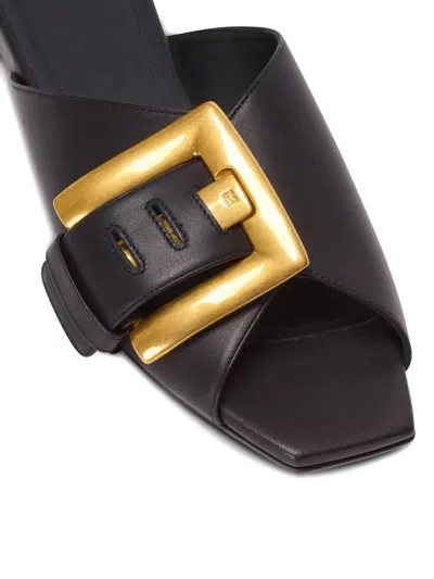 Balmain Anthem Flat Calfskin Leather Sandals In Animal Print