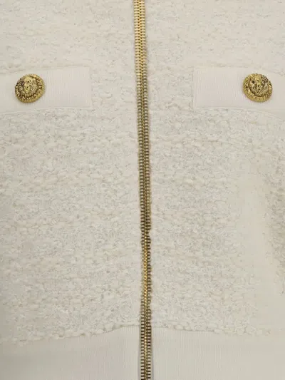 Balmain Batwing Zipped Tweed Bomber Jacket Clothing In Neutral