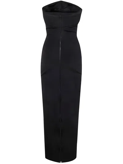 Balmain Belted Bustier Compact Jersey Long Dress Clothing In Black